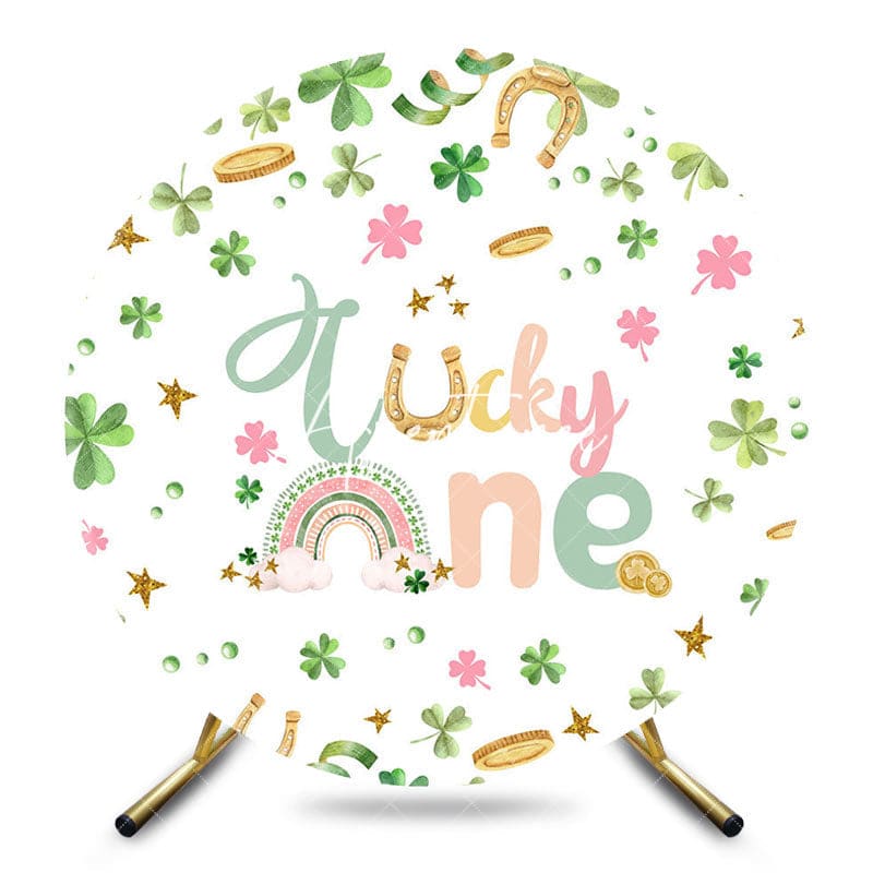 Aperturee - Aperturee St Patircks Clover Lucky One Round Birthday Backdrop