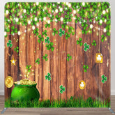 Aperturee - Aperturee St Patrick Green Clover Wood Square Tension Backdrop