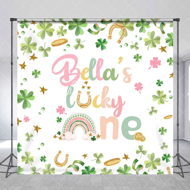Aperturee - Aperturee St Patrick Lucky One Custom Name Birthday Backdrop