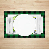 Aperturee - Aperturee St. Patricks Day Lucky Gnomes Set of 4 Placemats Watercolor Leprechaun and Rainbow Plaid Table Mats