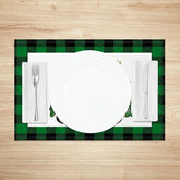 Aperturee - Aperturee St. Patricks Day Lucky Green Truck Set of 4 Placemats Shamrock and Gold Coins Buffalo Plaid Table Mats