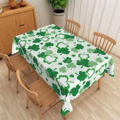 Aperturee - Aperturee St. Patrick’s Day Multi-Green Shamrocks Rectangle Tablecloth Lucky Clover Pattern Table Cover for Dining Room