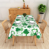 Aperturee - Aperturee St. Patrick’s Day Multi-Green Shamrocks Rectangle Tablecloth Lucky Clover Pattern Table Cover for Dining Room