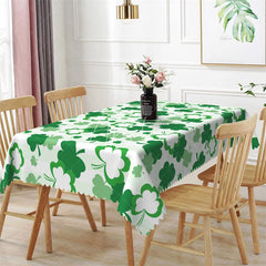 Aperturee - Aperturee St. Patrick’s Day Multi-Green Shamrocks Rectangle Tablecloth Lucky Clover Pattern Table Cover for Dining Room
