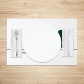 Aperturee - Aperturee St. Patrick’s Day Shamrock White Linen Set of 4 Placemats Lucky Green Clover Dining Table Decor