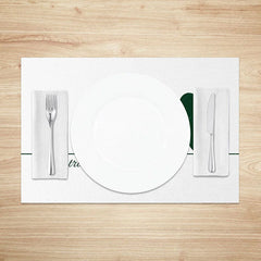 Aperturee - Aperturee St. Patrick’s Day Shamrock White Linen Set of 4 Placemats Lucky Green Clover Dining Table Decor