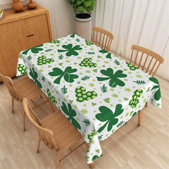 Aperturee - Aperturee St. Patrick’s Day Shamrocks and Hearts Rectangle Tablecloth Green Lucky Leaf Clover Table Cover for Kitchen Party