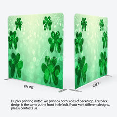 Aperturee - Aperturee St Patricks Day Tension Fabric Backdrop Green Shamrock Bokeh Background Lucky Clover Party Decoration