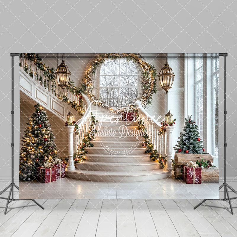 Aperturee - Aperturee Stairs Arch Window Christmas Architecture Backdrop