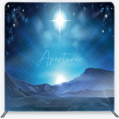 Aperturee - Aperturee Star of Bethlehem Tension Fabric Backdrop Bright Star over Snowy Mountains Background Religious Winter Holiday Decor