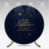Aperturee - Aperturee Star Studded Farewell 48 Years Golden Legacy Round Backdrop Navy and Gold Retirement Banner