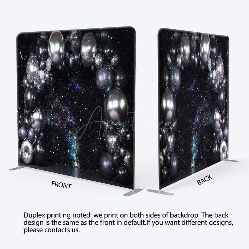 Aperturee - Aperturee Starry Black Wall Balloons Galaxy Square Backdrop