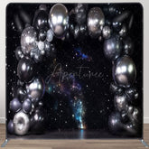 Aperturee - Aperturee Starry Black Wall Balloons Galaxy Square Backdrop