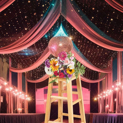 Aperturee - Aperturee Starry Dynamic Dance Hall Architecture Photo Backdrop
