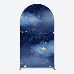 Aperturee - Aperturee Starry Navy Blue Night Clouds Birthday Arch Backdrop