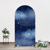 Aperturee - Aperturee Starry Navy Blue Night Clouds Birthday Arch Backdrop