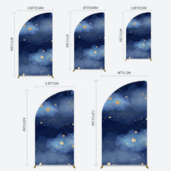 Aperturee - Aperturee Starry Navy Blue Night Clouds Birthday Half Moon Arch Backdrop