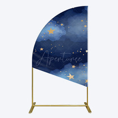 Aperturee - Aperturee Starry Navy Blue Night Clouds Birthday Half Moon Arch Backdrop