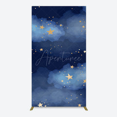 Aperturee - Aperturee Starry Navy Blue Night Clouds Birthday Rectangle Backdrop