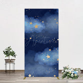 Aperturee - Aperturee Starry Navy Blue Night Clouds Birthday Rectangle Backdrop