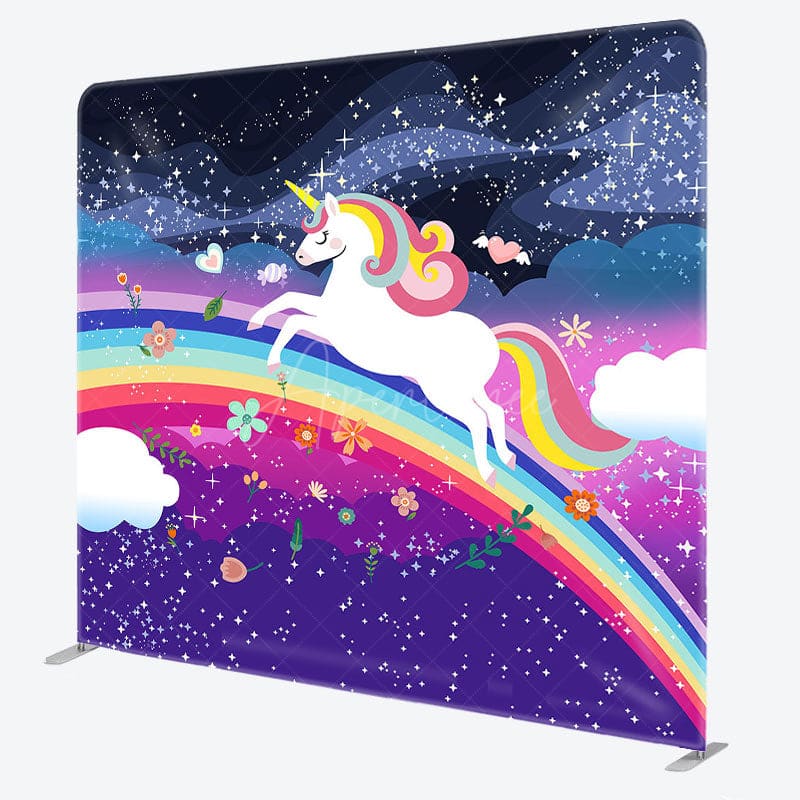 Aperturee - Aperturee Starry Night Rainbow Unicorn Square Tension Backdrop