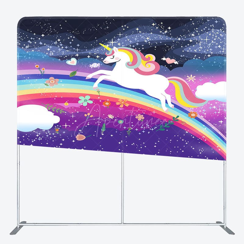 Aperturee - Aperturee Starry Night Rainbow Unicorn Square Tension Backdrop