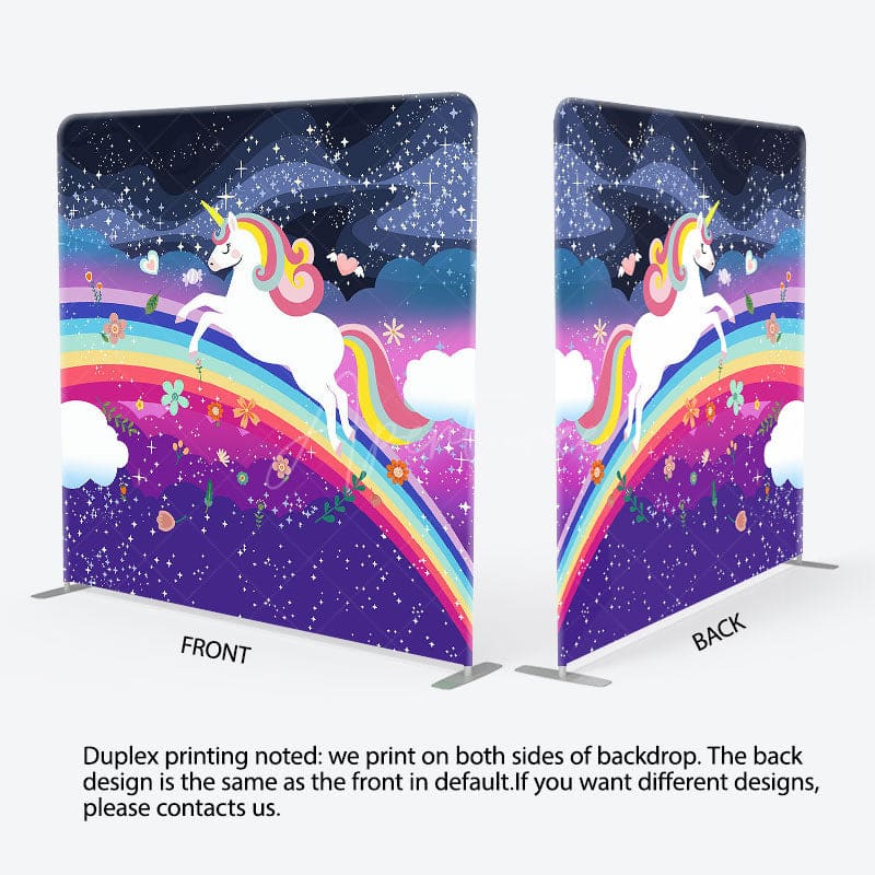 Aperturee - Aperturee Starry Night Rainbow Unicorn Square Tension Backdrop