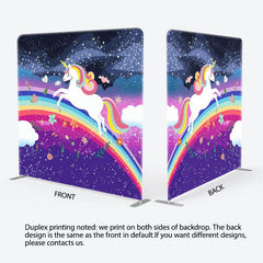 Aperturee - Aperturee Starry Night Rainbow Unicorn Square Tension Backdrop