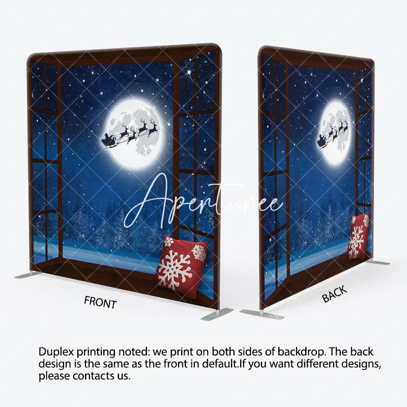 Aperturee - Aperturee Starry Night Santa Christmas Pillow Case Backdrop