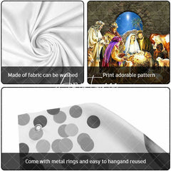 Aperturee - Aperturee Starry Night Stone Shed Nativity Garage Door Banner