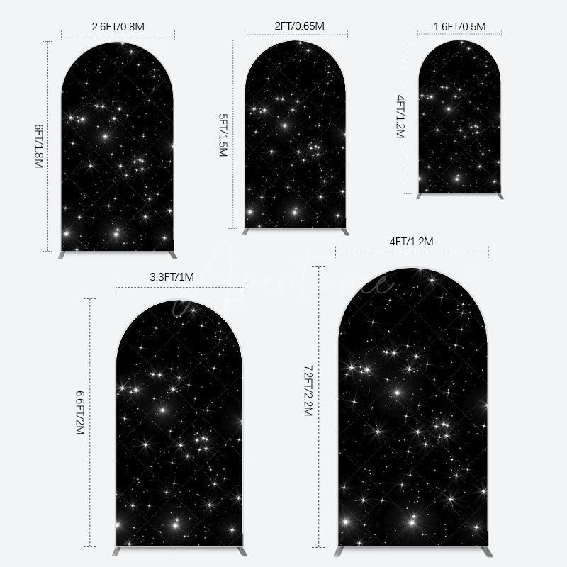 Aperturee - Aperturee Starry Sky Dark Night Happy Birthday Arch Backdrop