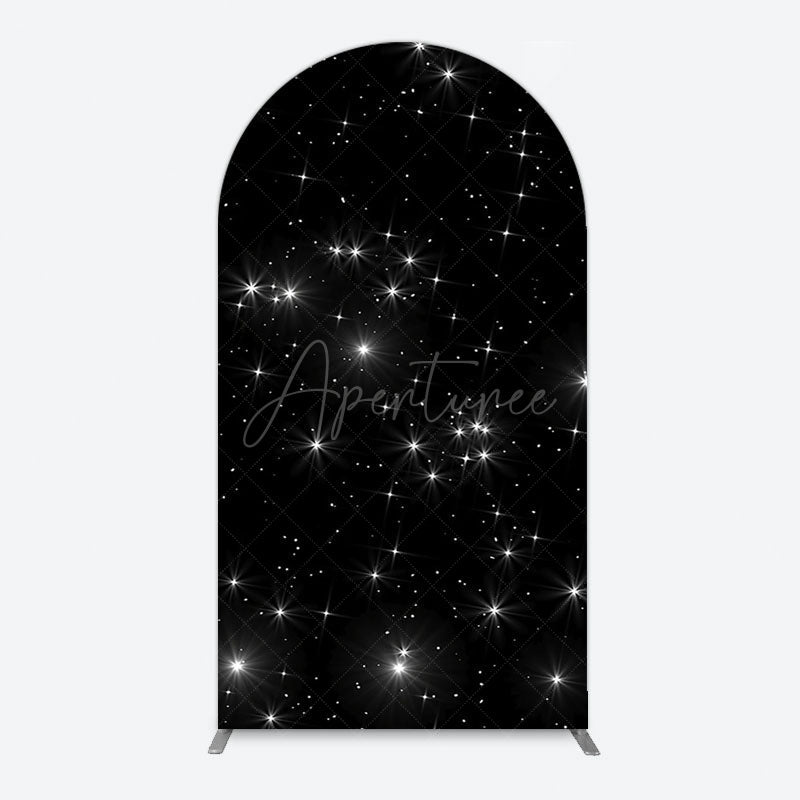 Aperturee - Aperturee Starry Sky Dark Night Happy Birthday Arch Backdrop