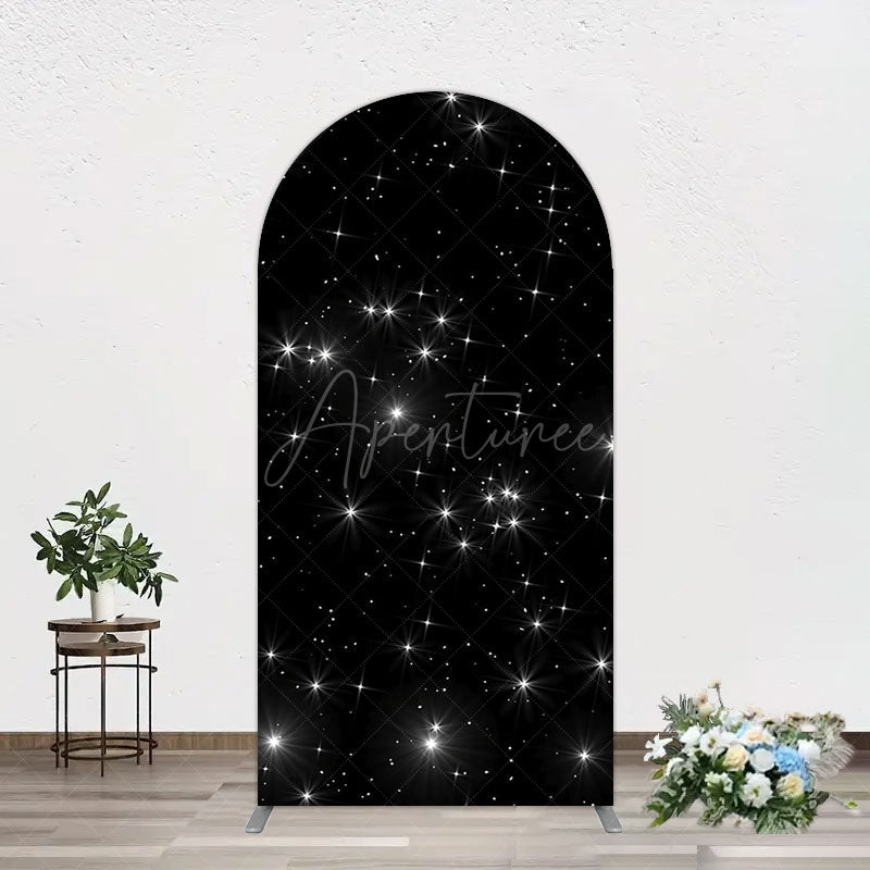 Aperturee - Aperturee Starry Sky Dark Night Happy Birthday Arch Backdrop