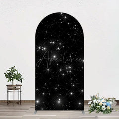 Aperturee - Aperturee Starry Sky Dark Night Happy Birthday Arch Backdrop