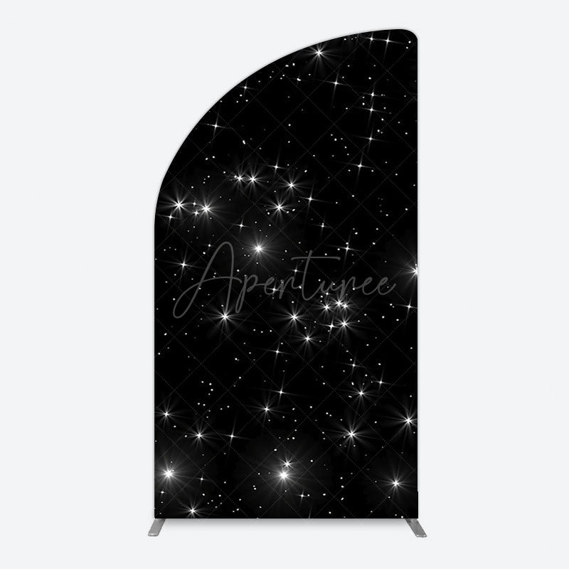 Aperturee - Aperturee Starry Sky Dark Night Happy Birthday Half Moon Arch Backdrop