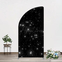 Aperturee - Aperturee Starry Sky Dark Night Happy Birthday Half Moon Arch Backdrop