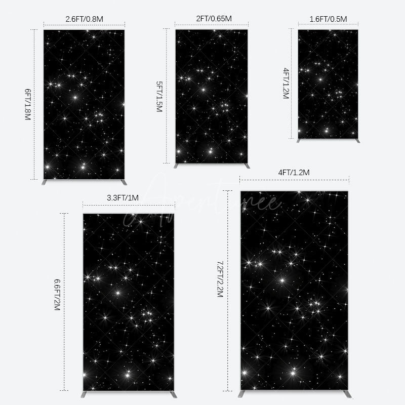 Aperturee - Aperturee Starry Sky Dark Night Happy Birthday Rectangle Backdrop