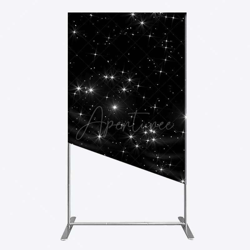 Aperturee - Aperturee Starry Sky Dark Night Happy Birthday Rectangle Backdrop