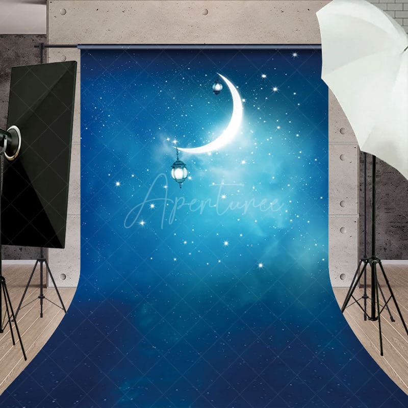 Aperturee - Aperturee Starry Sky Moon Lights Sweet Night Sweep Backdrop
