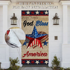 Aperturee - Aperturee Stars Gold Bless America Independence Day Door Cover