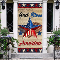 Aperturee - Aperturee Stars Gold Bless America Independence Day Door Cover
