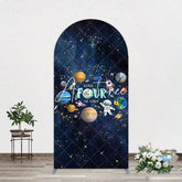 Aperturee - Aperturee Stars Moon Glitter Galaxy 4th Birthday Arch Backdrop