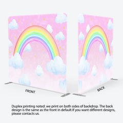 Aperturee - Aperturee Stars Rainbow Clouds Pink Square Tension Backdrop