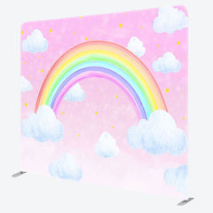 Aperturee - Aperturee Stars Rainbow Clouds Pink Square Tension Backdrop