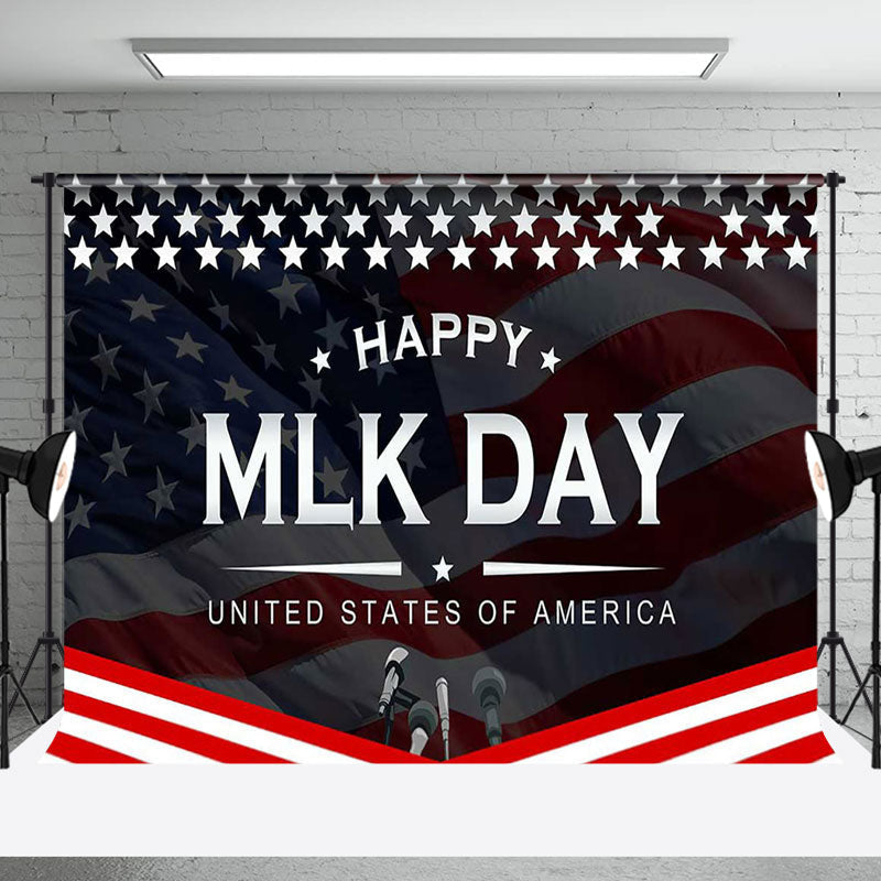 Aperturee - Aperturee Stars Usa Flag Microphone Happy Mlk Day Backdrop