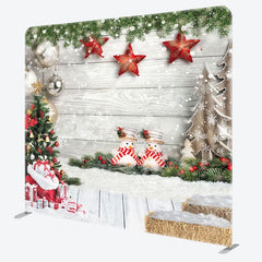 Aperturee - Aperturee Stars Wood Christmas Double-Sided Square Backdrop
