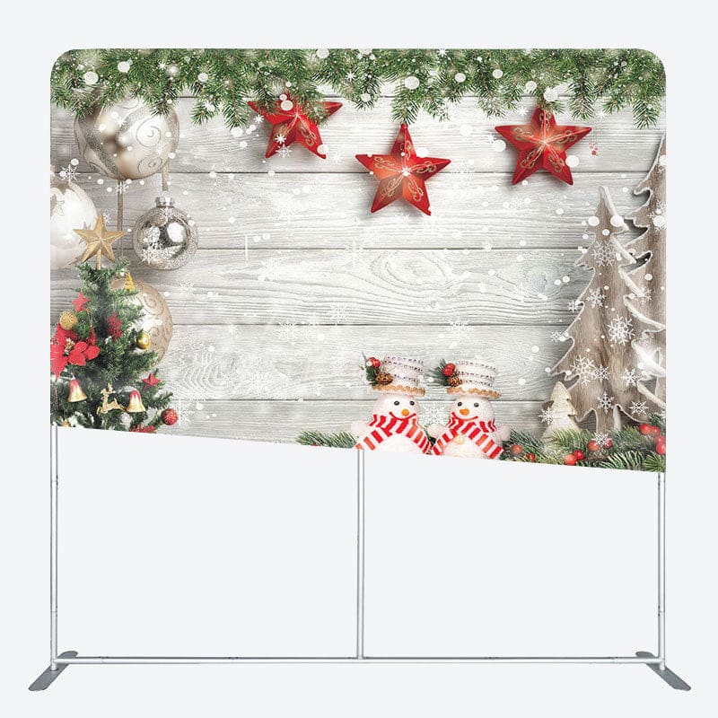 Aperturee - Aperturee Stars Wood Christmas Double-Sided Square Backdrop