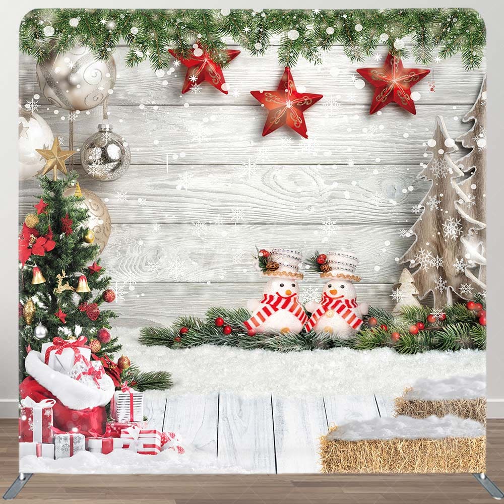 Aperturee - Aperturee Stars Wood Christmas Double-Sided Square Backdrop