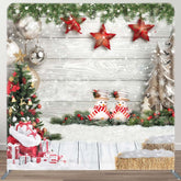 Aperturee - Aperturee Stars Wood Christmas Double-Sided Square Backdrop