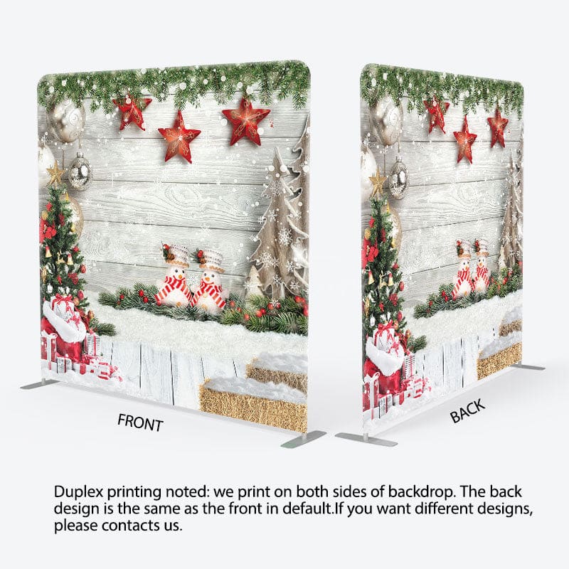 Aperturee - Aperturee Stars Wood Christmas Double-Sided Square Backdrop